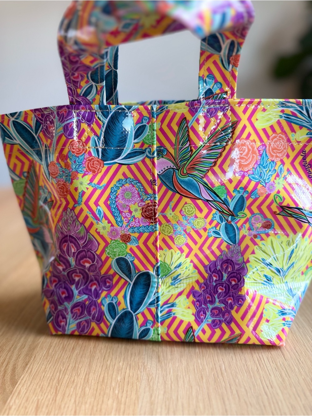 Consuela Bright Yellow Floral & Hummingbird Tote - Picture 3 of 7